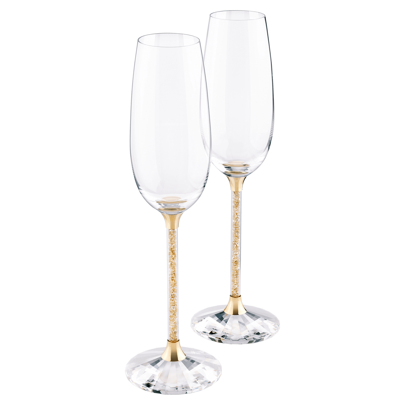 swarovski crystalline toasting flutes gold tone set of 2