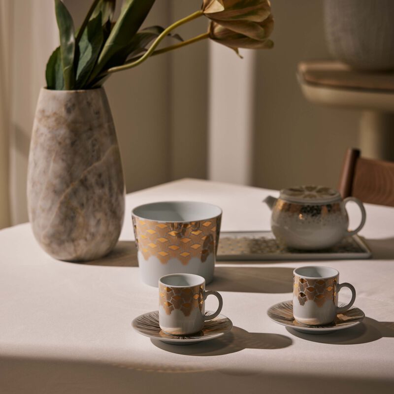 Tamrah by Razan Alazzouni Luna Coffee Cup & Saucer Gold Set of 2 silsal tamrah by razan alazzouni luna coffee cup saucer gold set of 2