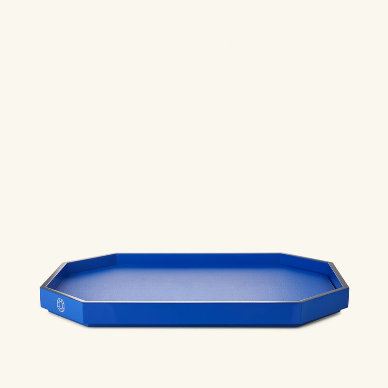 baccarat octogone tray medium blue