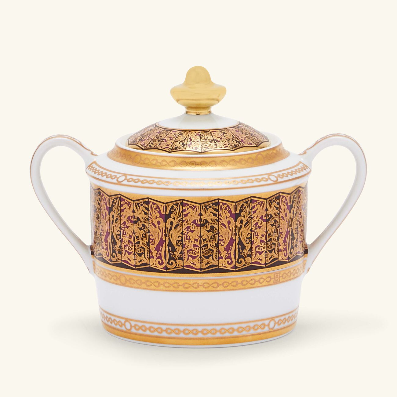 bernardaud eventail sugar bowl gold