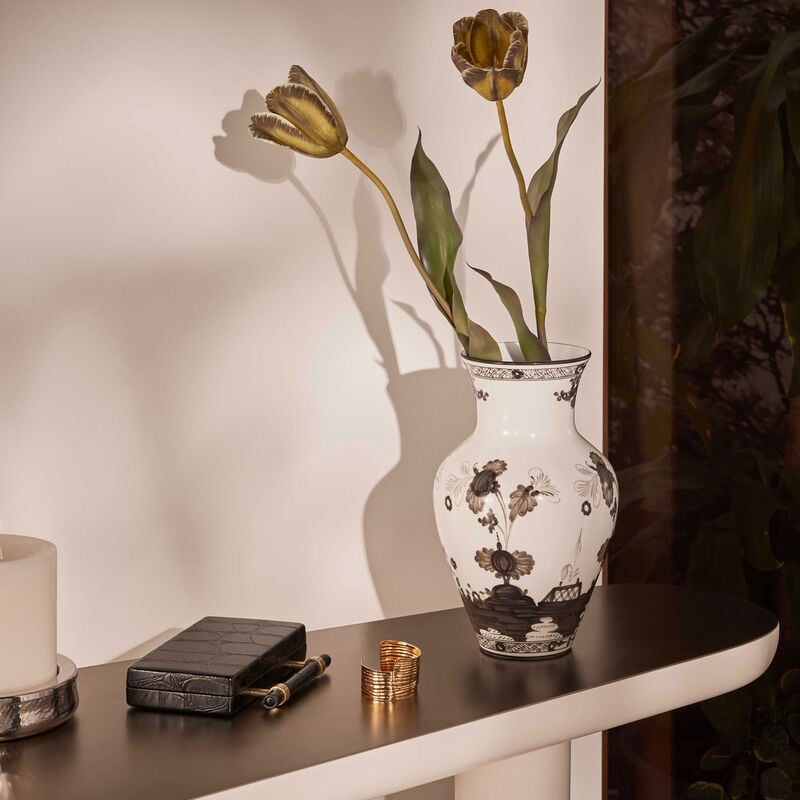 ginori 1735 oriente italiano vase medium grey