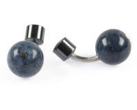 Cufflinks Blue Coral Haematite Silver. With Box Cufflinks Blue Coral Haematite Silver. With Box, small