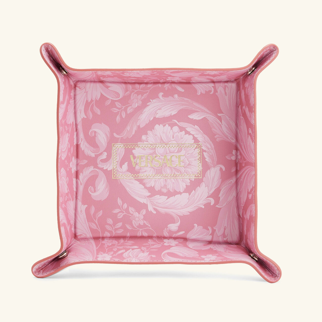 versace barocco trinket tray square small pink