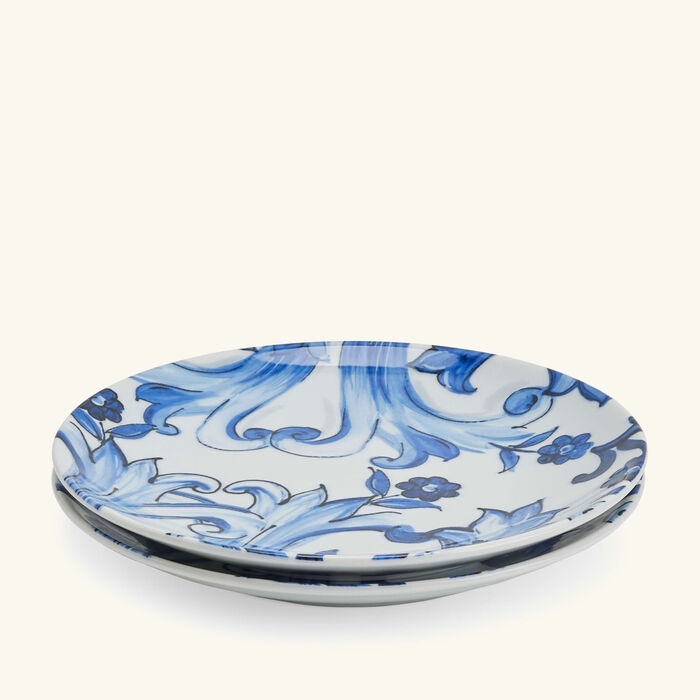 dolce gabbana casa blu mediterraneo fiore piccolo dessert plate blue round 19cm set of 2