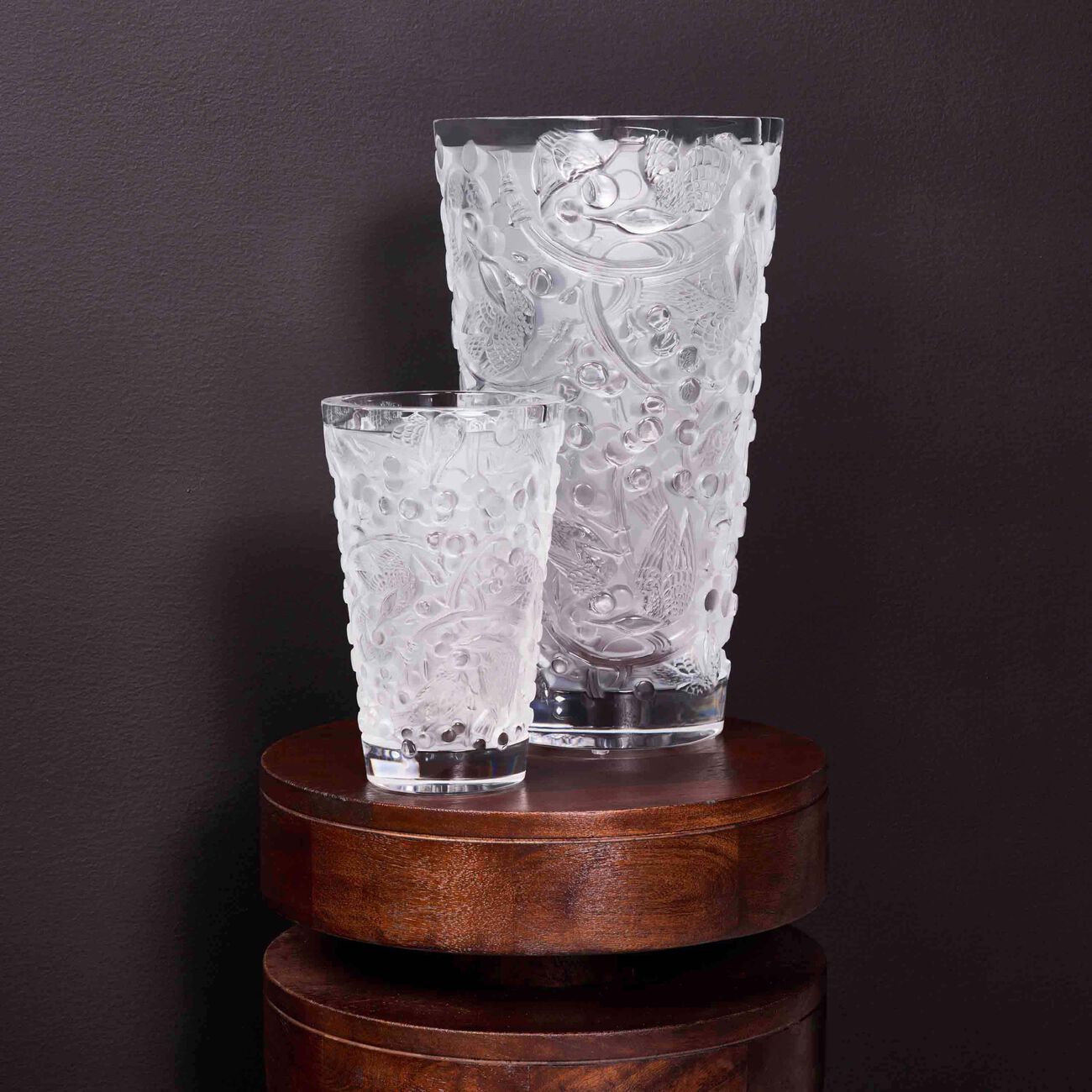 Merles et Raisins Vase Small Clear lalique merles et raisins vase small clear