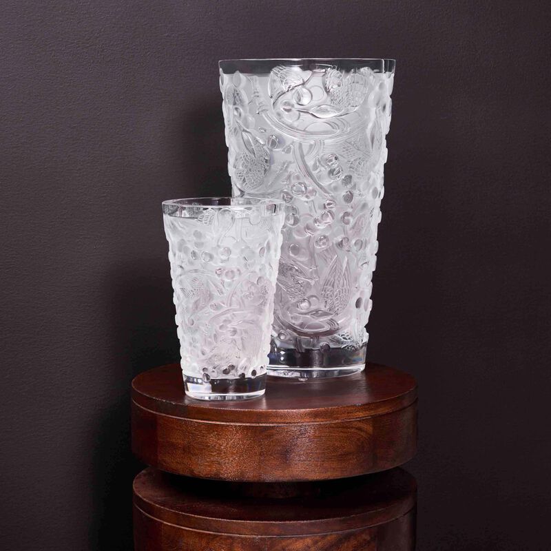 Merles et Raisins Vase Small Clear lalique merles et raisins vase small clear