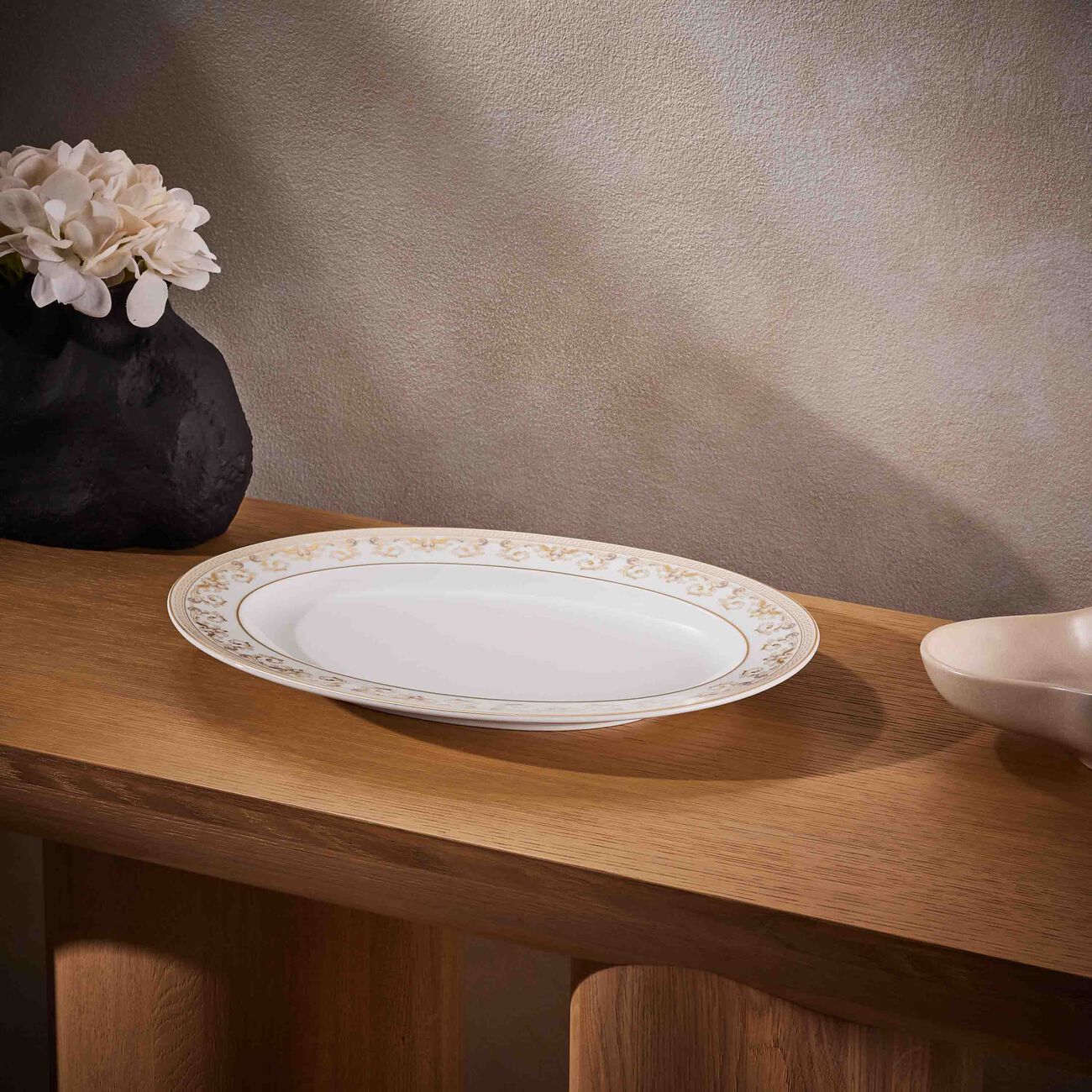 versace medusa gala serving platter oval white 34cm