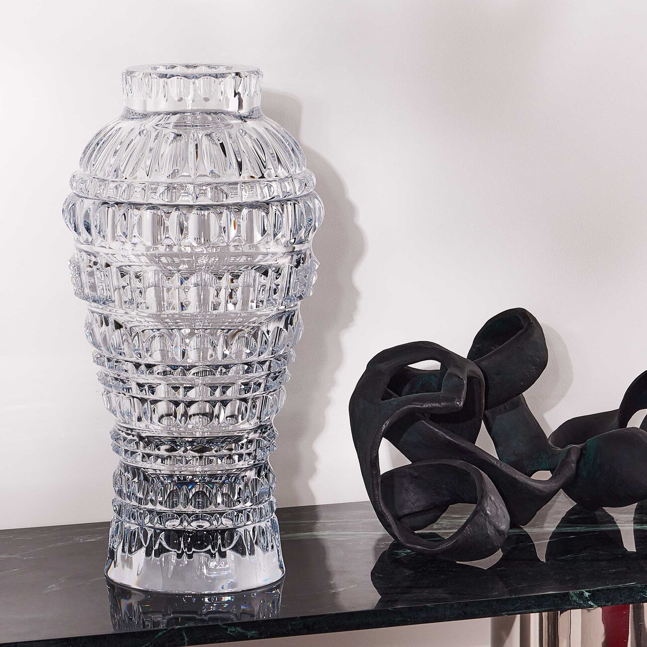 baccarat new antique amphora vase clear large