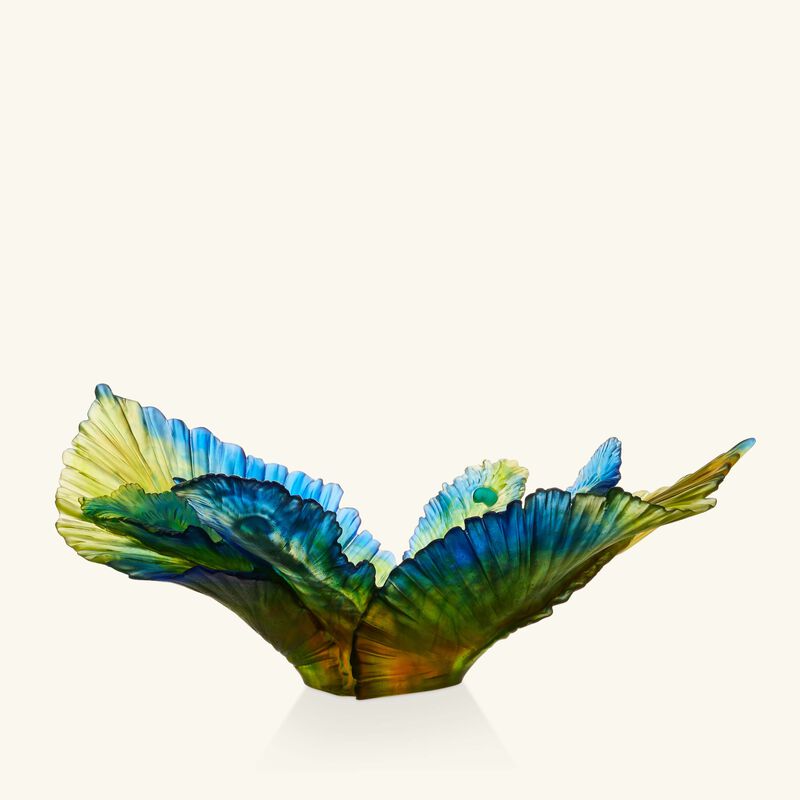 daum fleur de paon exotique centerpiece green limited edition