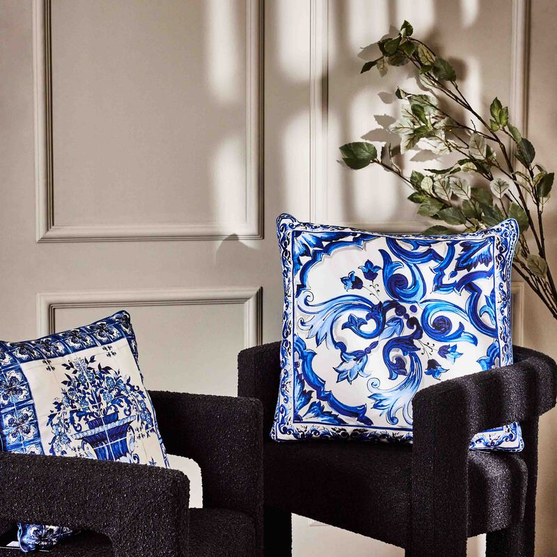 Blu Mediterraneo Silk Twill Pillow dolce gabbana casa blu mediterraneo silk twill pillow