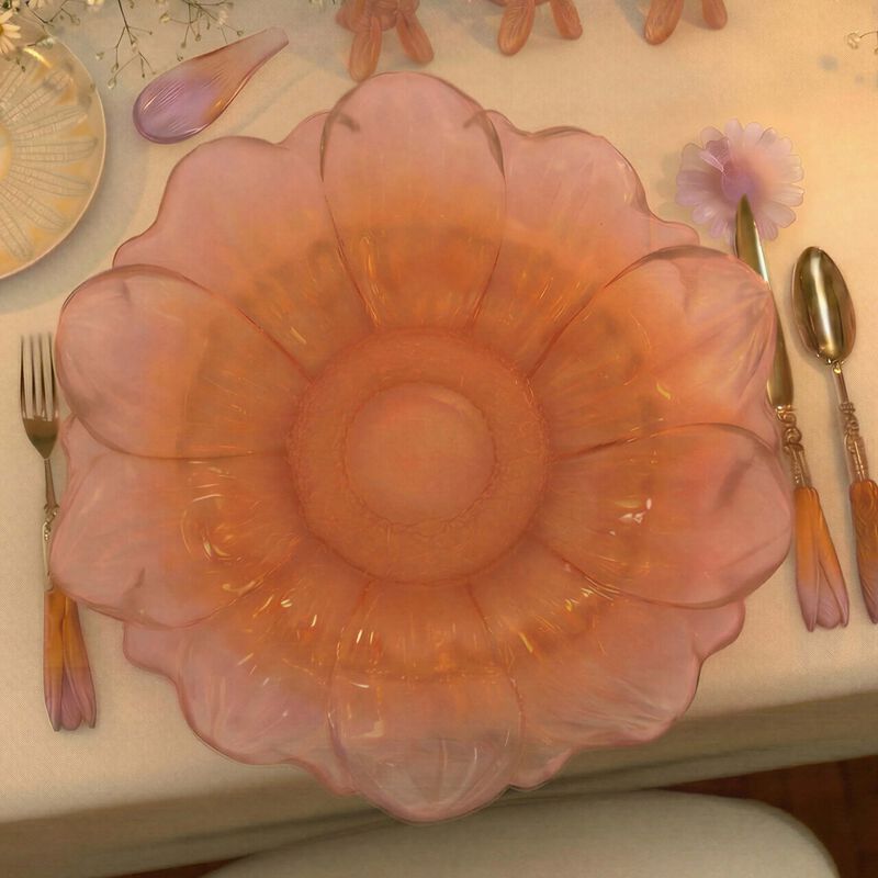 daum or d abeille presentation flower amber pink medium