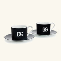 dolce gabbana casa dg logo tea cup saucer black set of 2