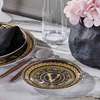 versace virtus gala plate round black 17cm