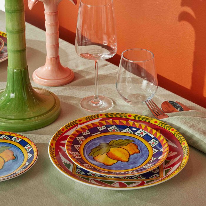 dolce gabbana casa carretto lemon dessert plate round 19cm set of 2