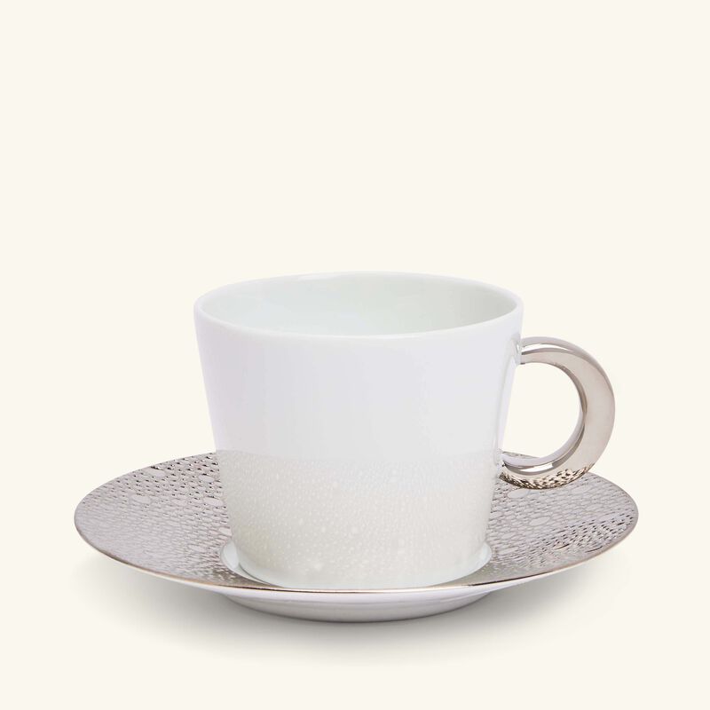 Ecume Platine Tea Cup & Saucer White bernardaud ecume platine tea cup saucer white