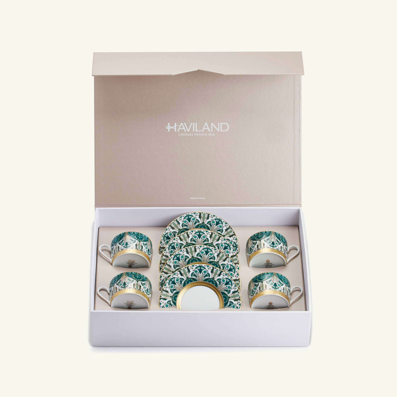 haviland r ves du nil tea cup saucer green set of 4