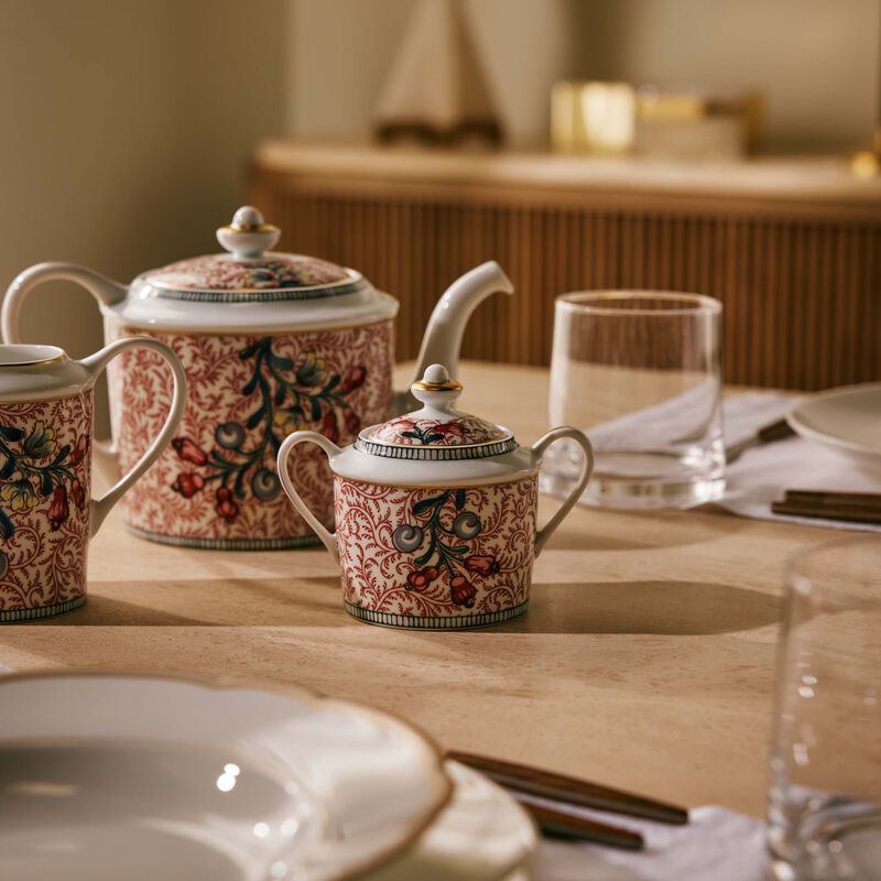 bernardaud braquenie sugar bowl red