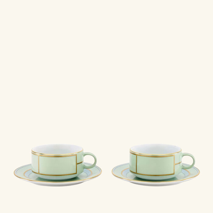 Diva Tea Cup & Saucer Green Set of 2 ginori 1735 diva tea cup saucer green set of 2