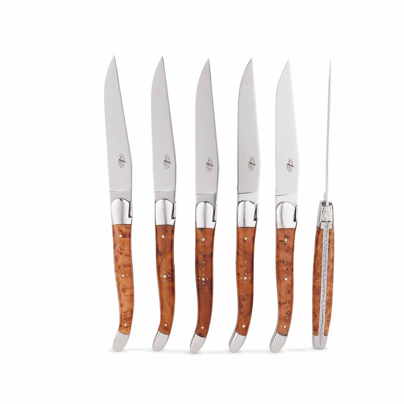 طقم من سكاكين المائدة بمقابض من خشب التويا - 6 سكاكين, large