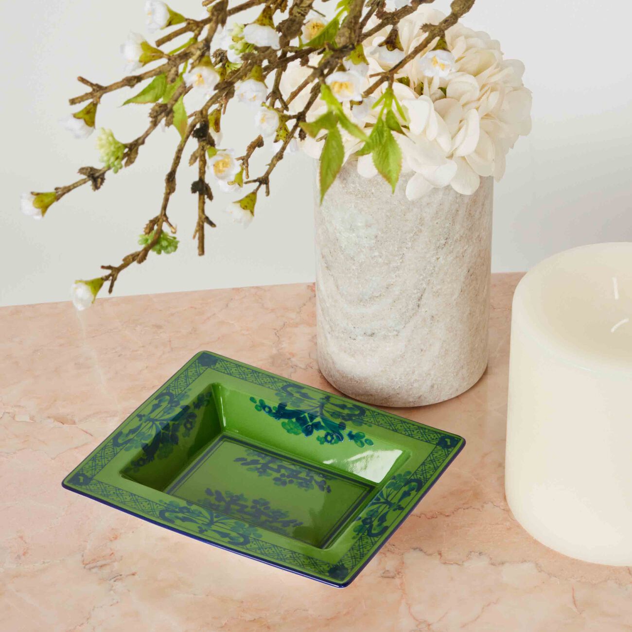 ginori 1735 oriente italiano malachite trinket tray square small green