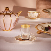 villari acapulco arabic tea cup saucer white
