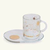 دملاج طقم حياة المؤلف من 4 أكواب مع صحونها باللون الذهبي