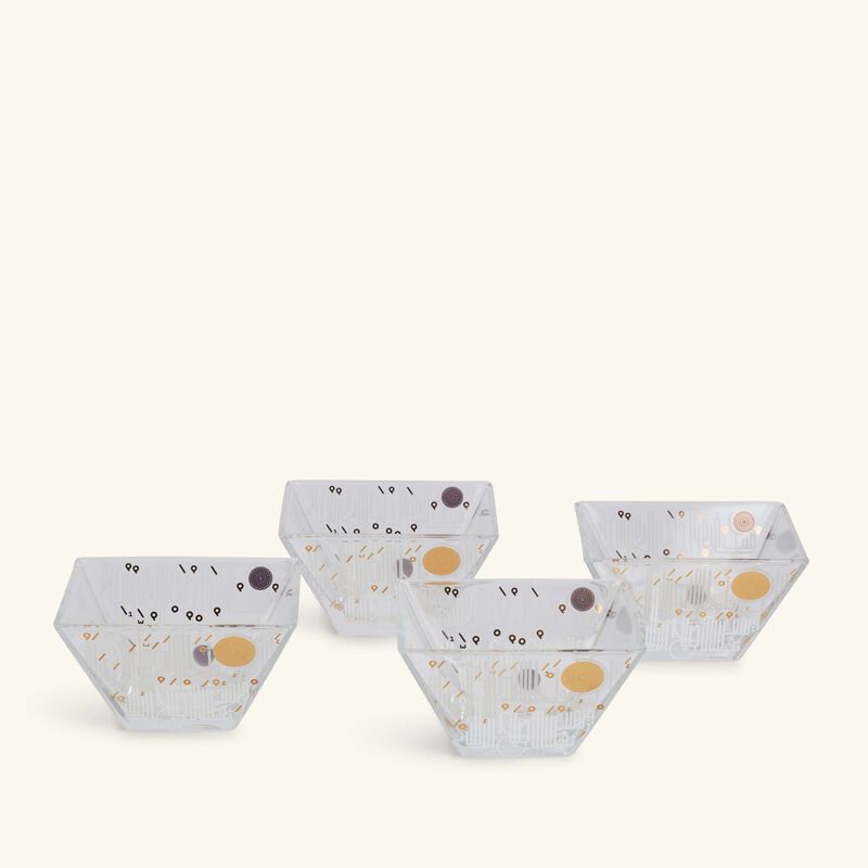 دملاج طقم حياة المؤلف من 4 أوعية باللون الذهبي 11 سم