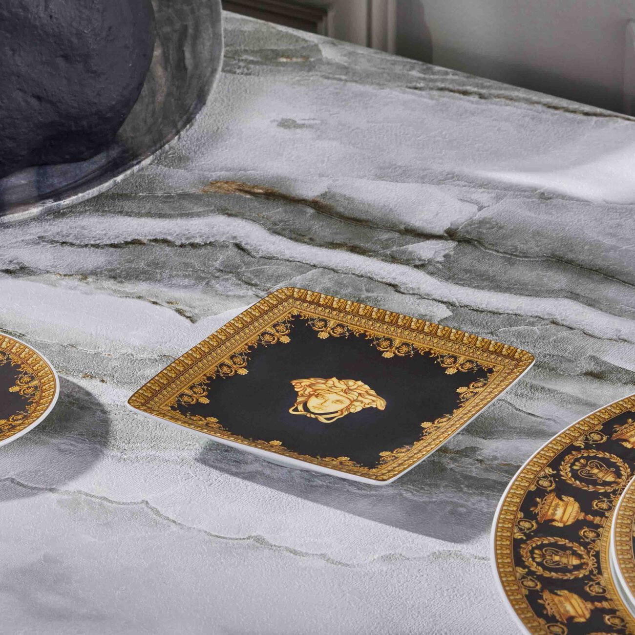 versace i love baroque trinket tray square black 11cm