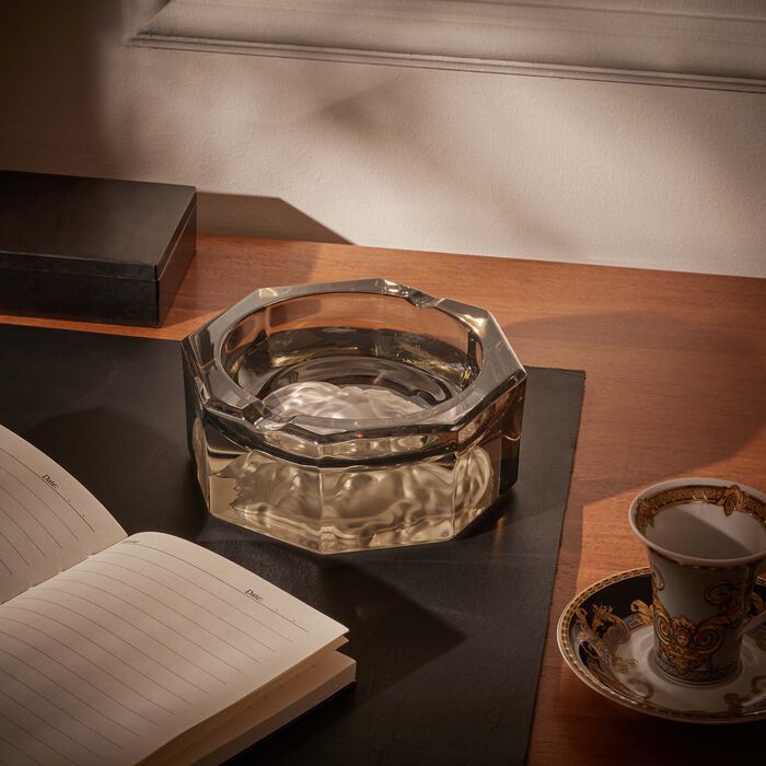 versace crystal medusa haze ashtray octagonal small grey