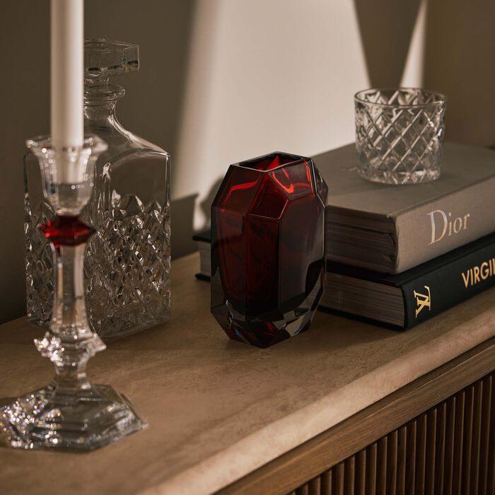 Octogone Bud Vase Small Red baccarat octogone bud vase small red