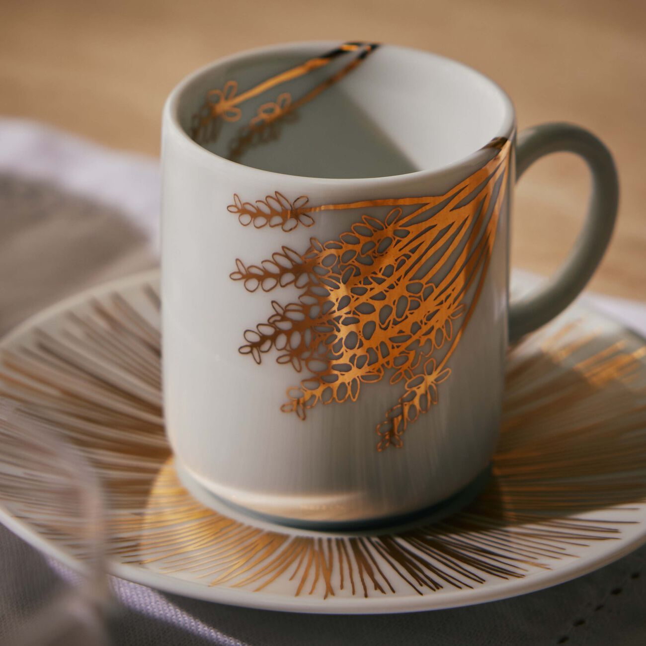 Tamrah by Razan Alazzouni Branch Coffee Cup & Saucer Gold Set of 2 silsal tamrah by razan alazzouni branch coffee cup saucer gold set of 2