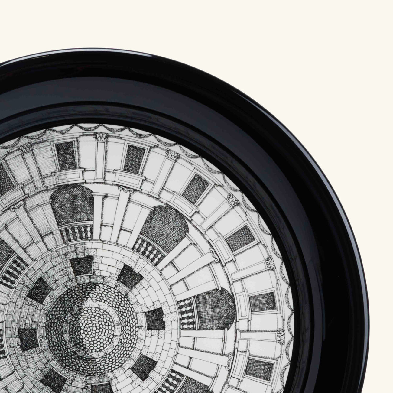 fornasetti cortile tray round large grey