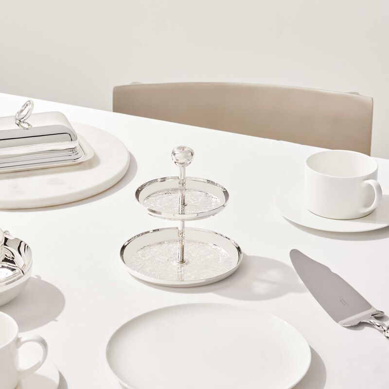Jardin D'Eden Cake Stand 2 Tier Silver Plated christofle jardin d eden cake stand 2 tier silver plated