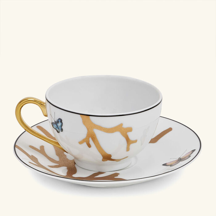 bernardaud aux oiseaux tea cup saucer gold set of 2