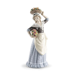 Flower Picking Woman Figurine, medium