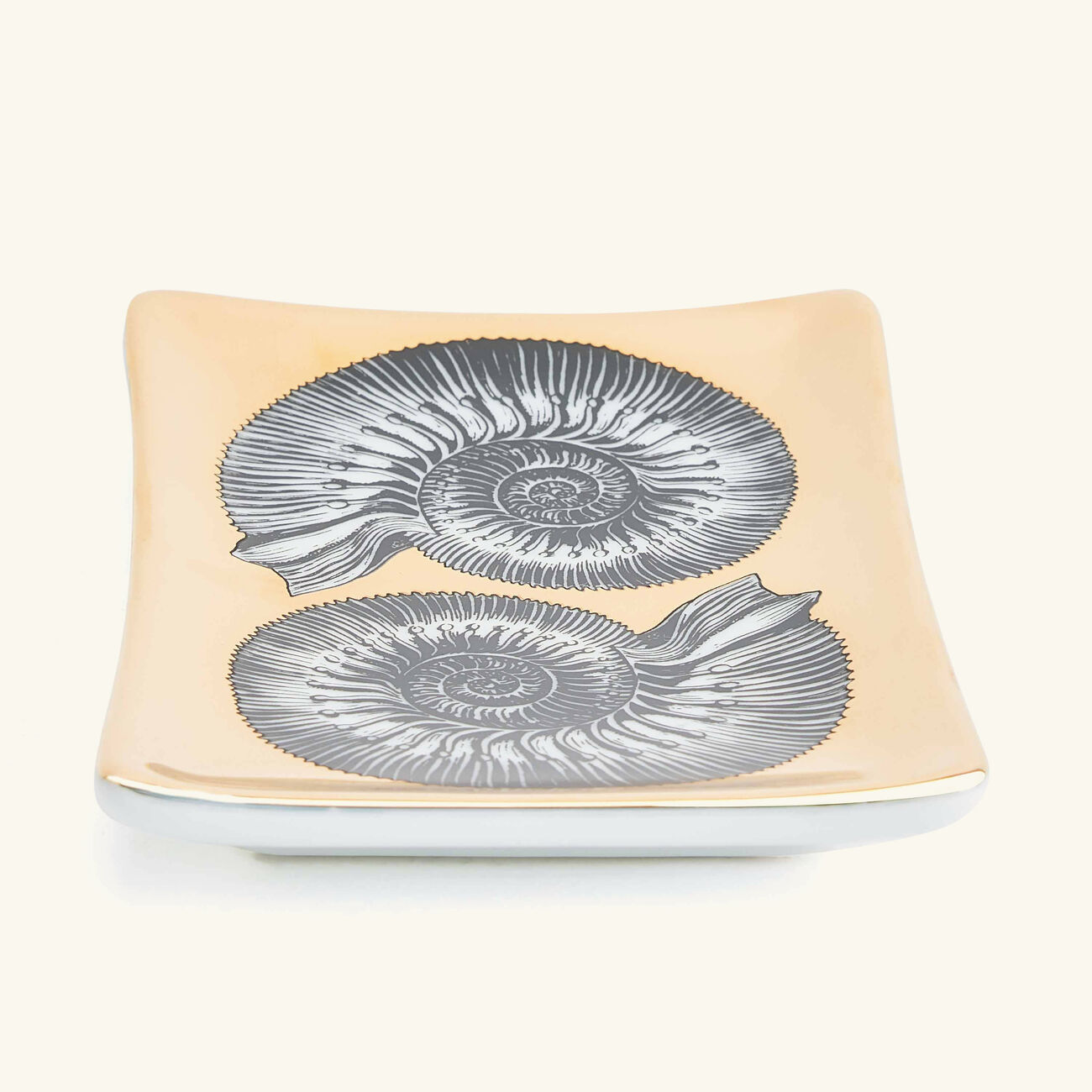 fornasetti giro di conchiglie ashtray rectangular small gold
