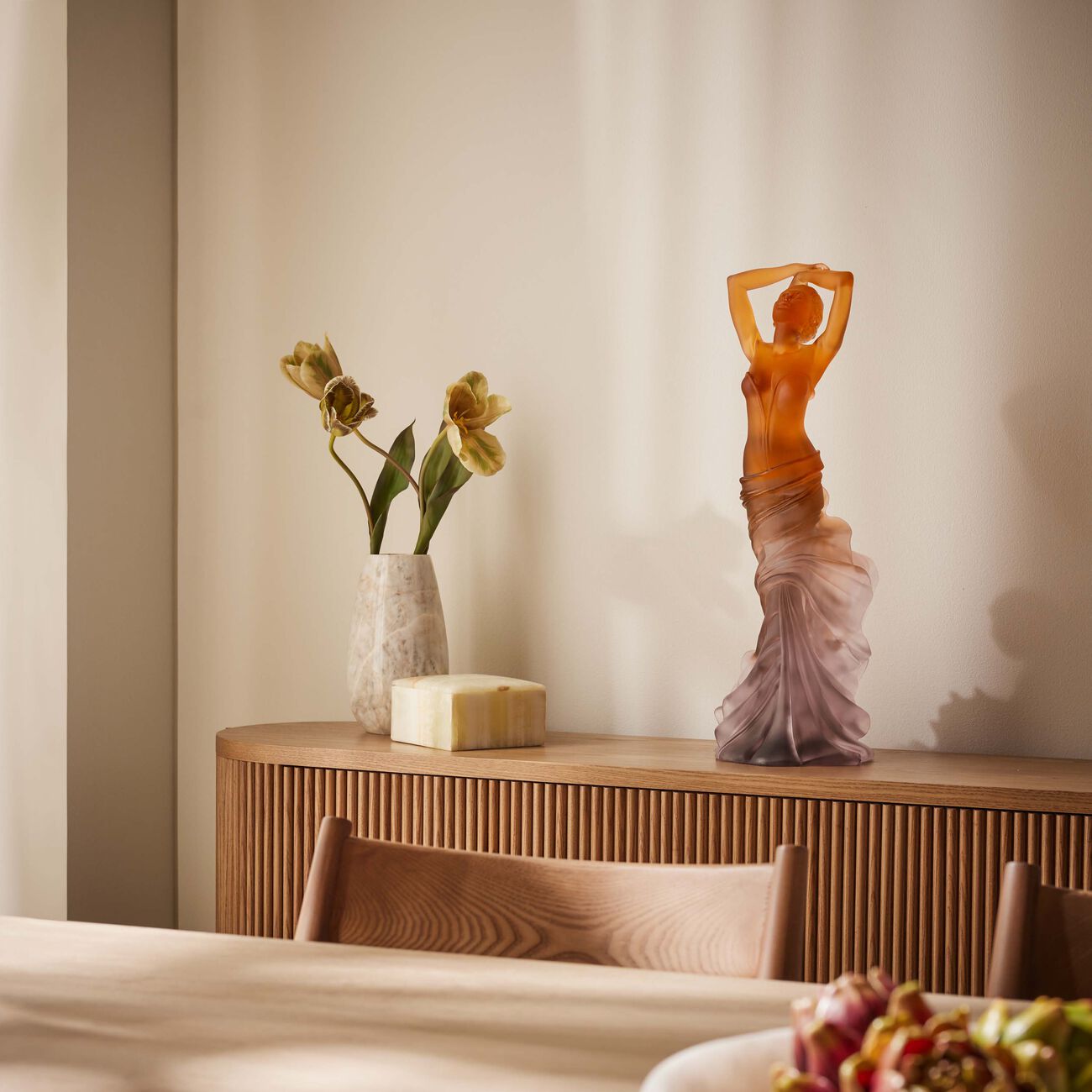 daum a coeur battant sculpture extra large orange