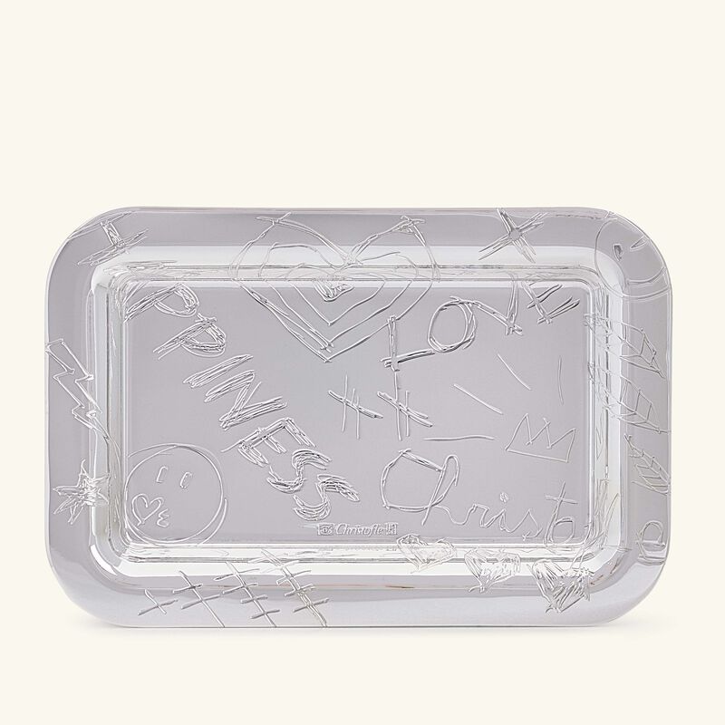 christofle graffiti serving tray rectangular small silver plated