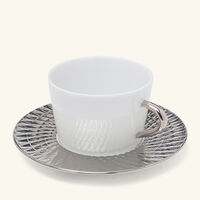 bernardaud twist tea cup saucer silver