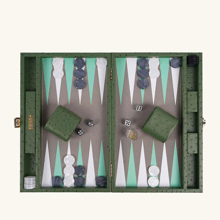 Forest Green Ostrich Backgammon Set