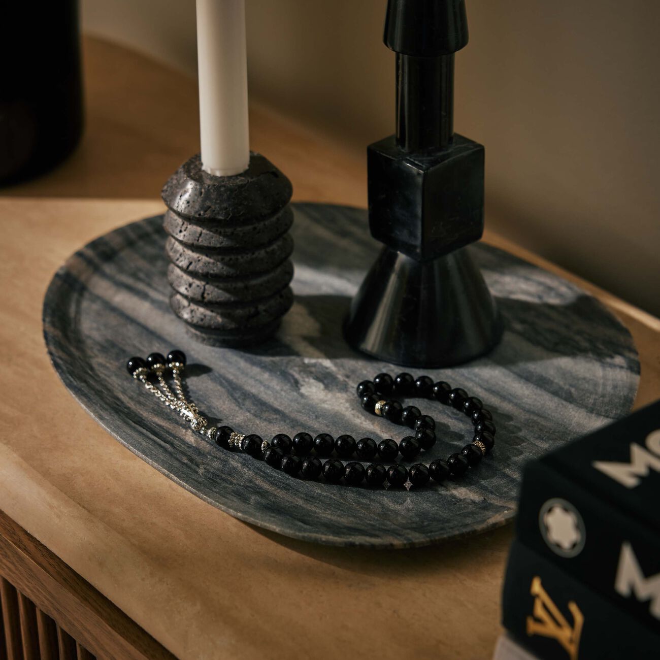 لايت اوف سكينة مسبحة من العقيق الأسود