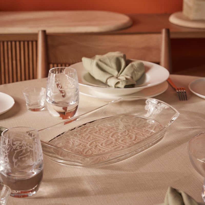 دملاج طبق  ثلث  للضيافة بتصميم مستطيل شفاف   37 سم