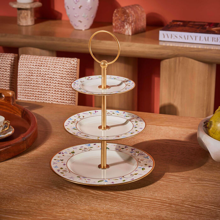 villari taormina cake stand 3 tier white
