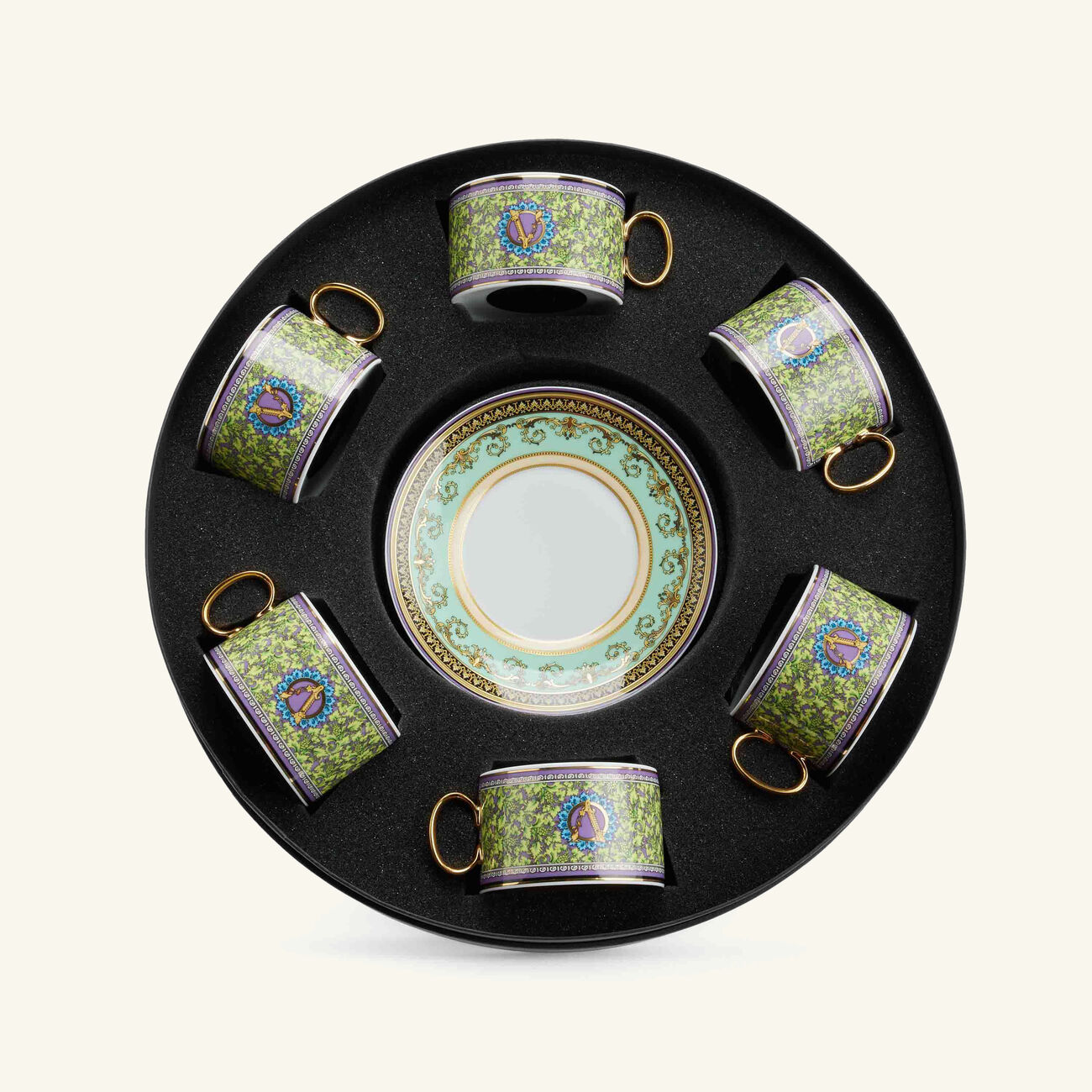 versace barocco mosaic tea cup saucer pattern set of 6