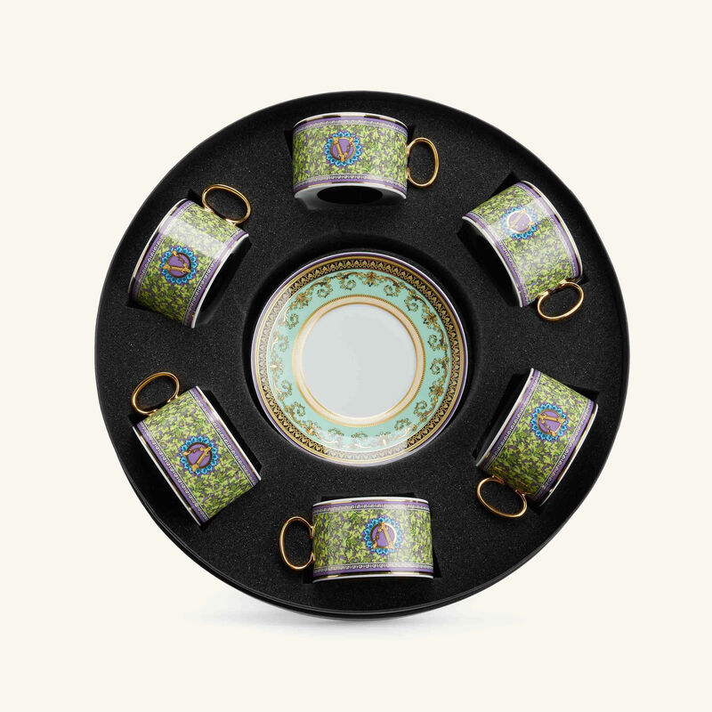 versace barocco mosaic tea cup saucer pattern set of 6