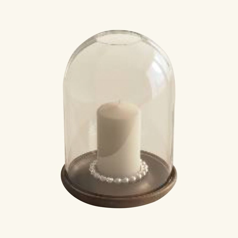 christofle perles hurricane candle holder large walnut 29cm