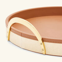 ralph lauren home garrett serving tray round medium brown