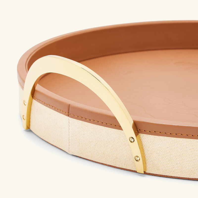 Garrett Serving Tray Round Medium Brown ralph lauren home garrett serving tray round medium brown