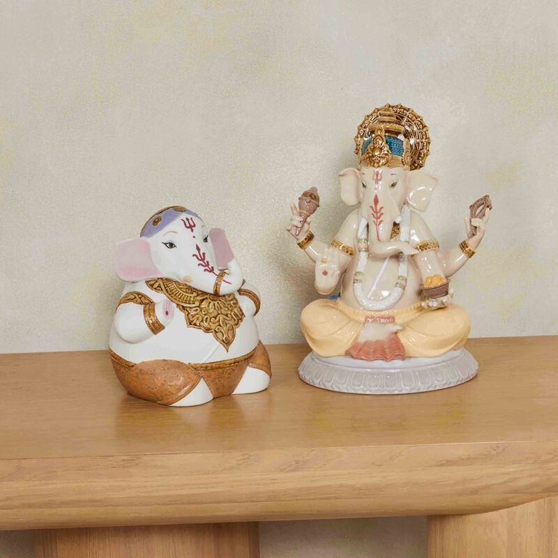 lladro lord ganesha sculpture small white