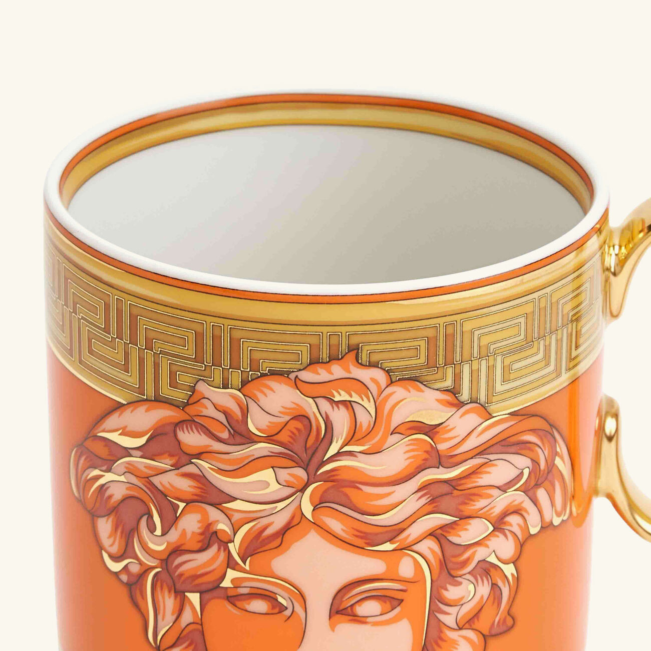 versace orange coin mug white